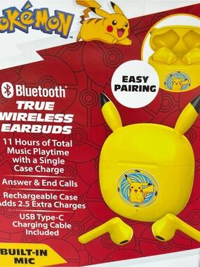Pokemon Yellow Pikachu True Wireless Bluetooth Earbuds